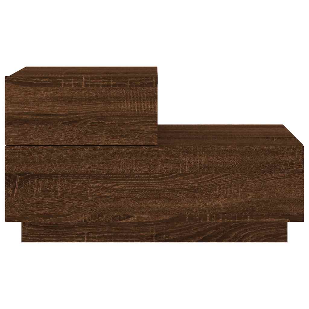 Bedside Cabinet with LED Lights Brown Oak 70x36x40,5 cm
