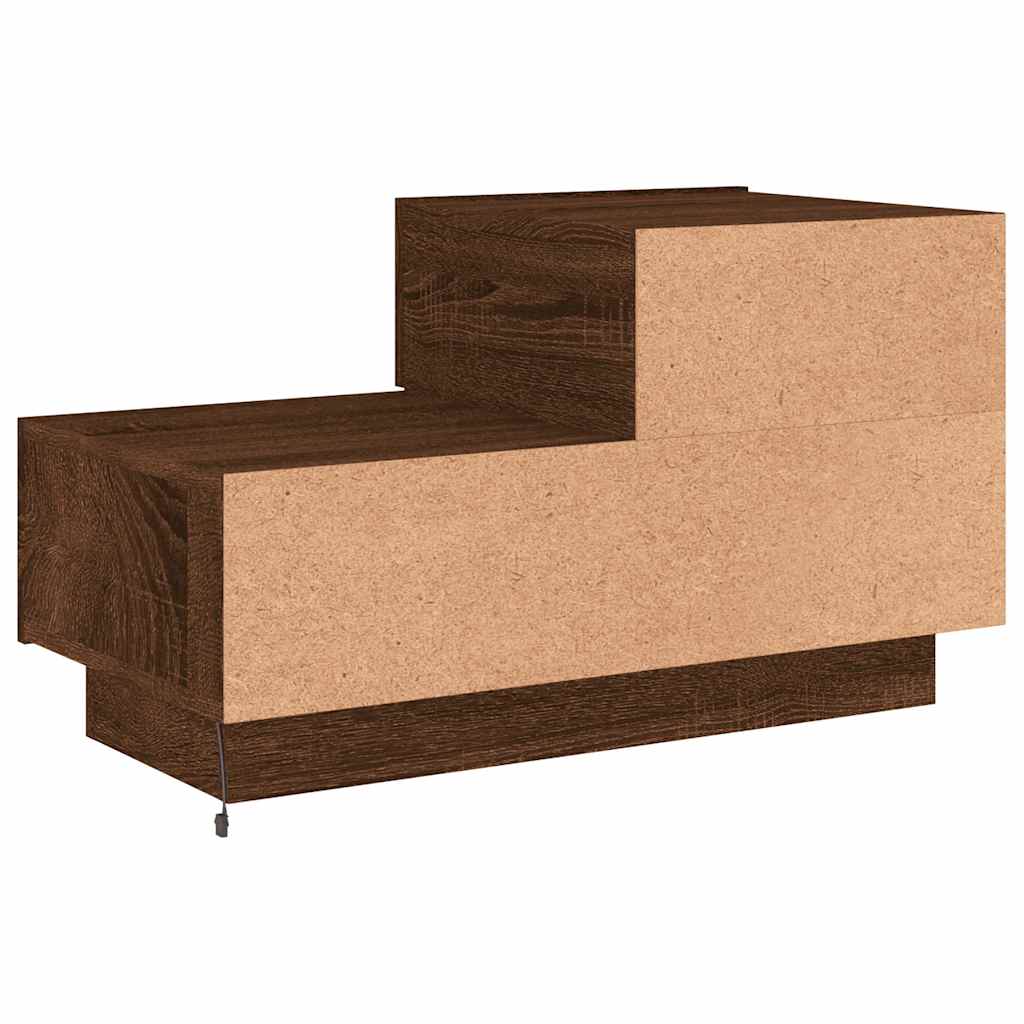 Bedside Cabinet with LED Lights Brown Oak 70x36x40,5 cm