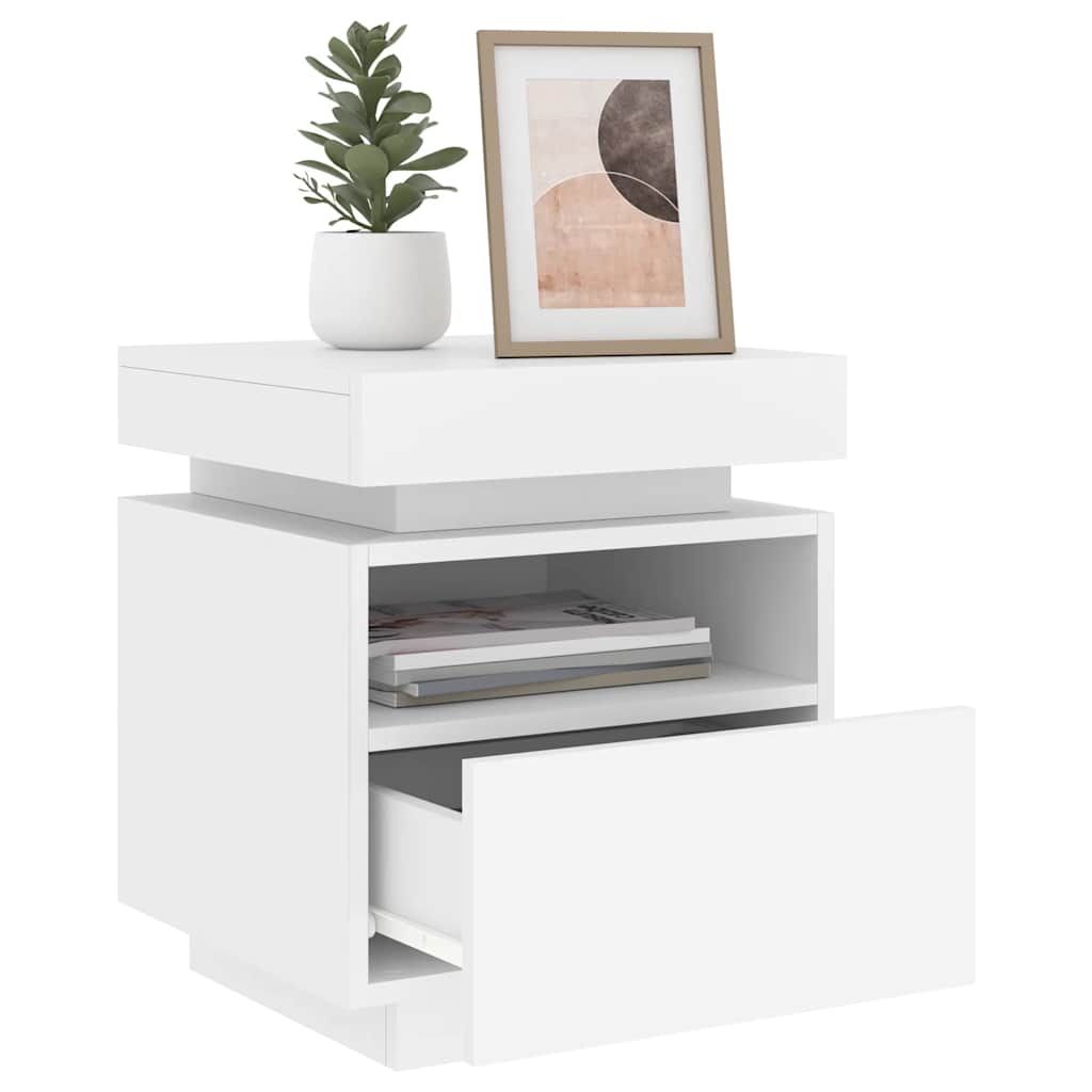 Bedside Cabinets with LED Lights 2 pcs White 40x39x48,5 cm