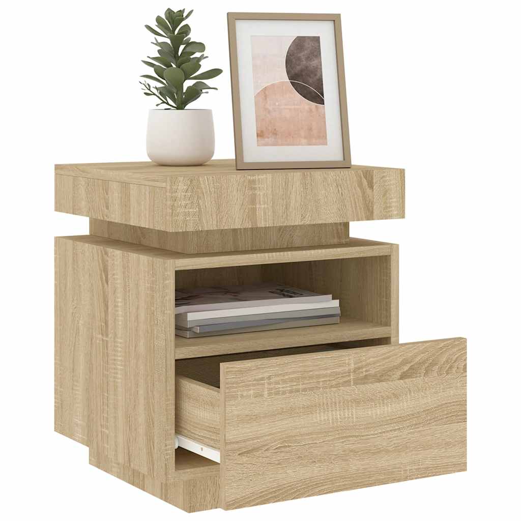 Bedside Cabinets with LED Lights 2 pcs Sonoma Oak 40x39x48,5 cm