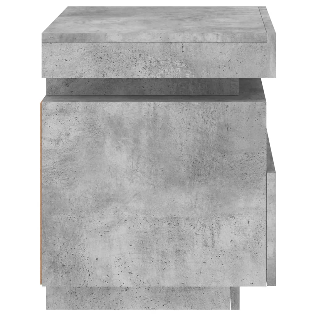 vidaXL Bedside Cabinet with LED Lights Concrete Grey 40x39x48.5 cm