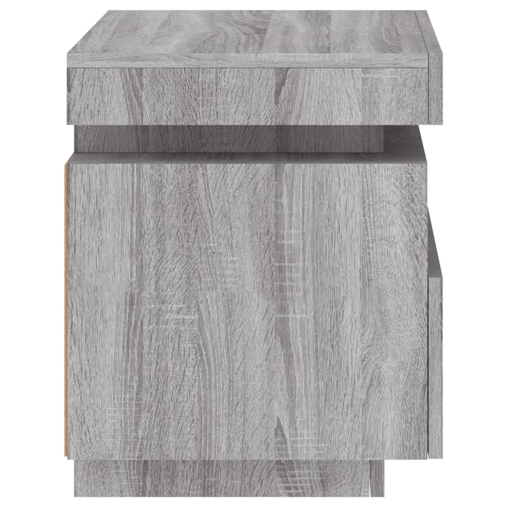 vidaXL Bedside Cabinet with LED Lights Grey Sonoma 40x39x48.5 cm
