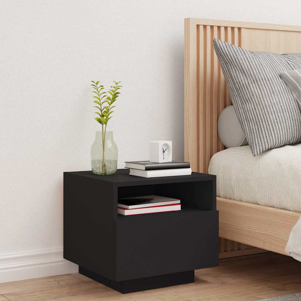 Bedside Cabinet | Black | Engineered wood | Compact | Bedside Cabinet
