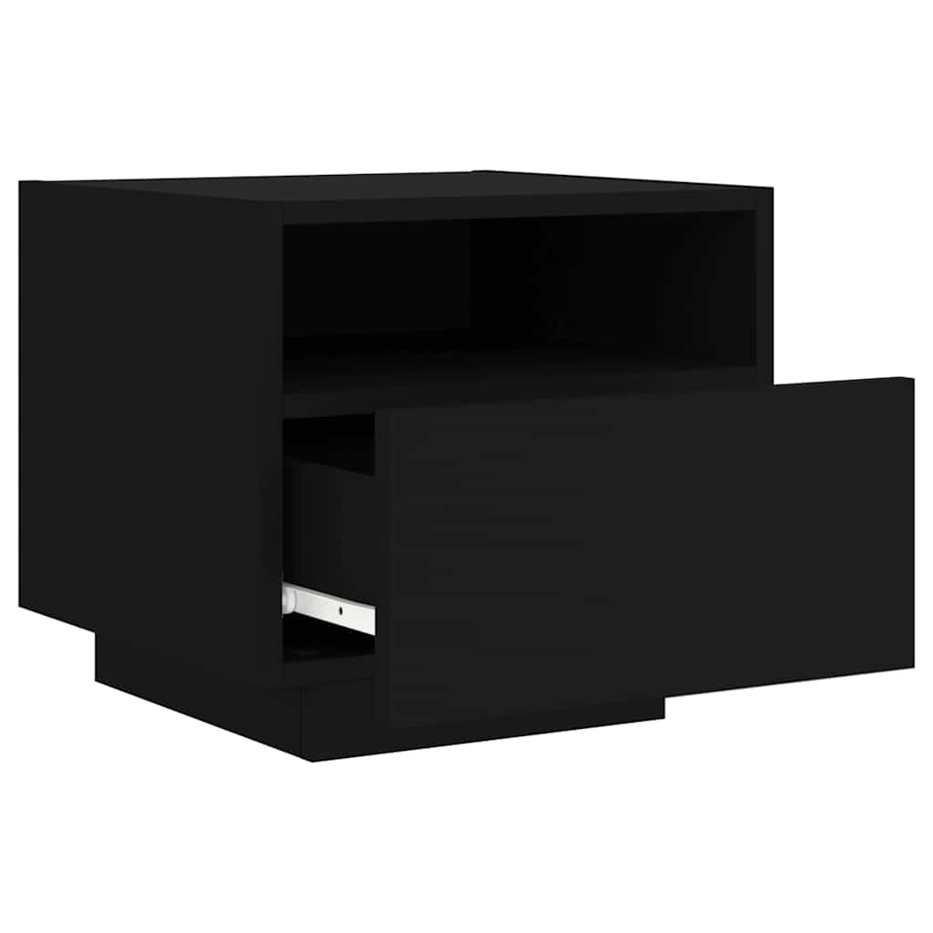 Bedside Cabinet | Black | Engineered wood | Compact | Bedside Cabinet