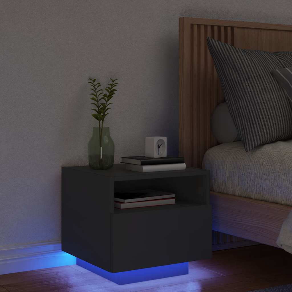 Bedside Cabinet | Black | Engineered wood | Compact | Bedside Cabinet