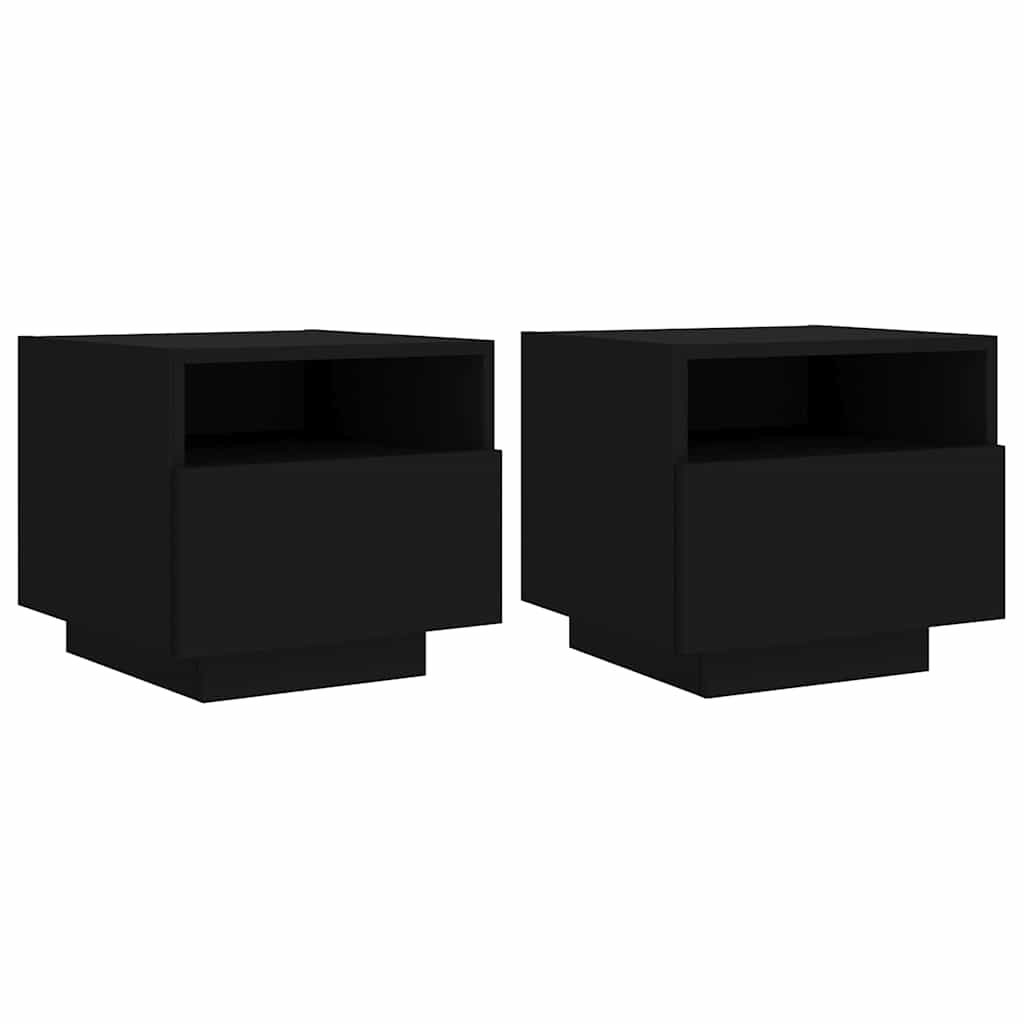 Bedside Cabinet | Set of 2 | Black | Engineered wood | Bedside Cabinet