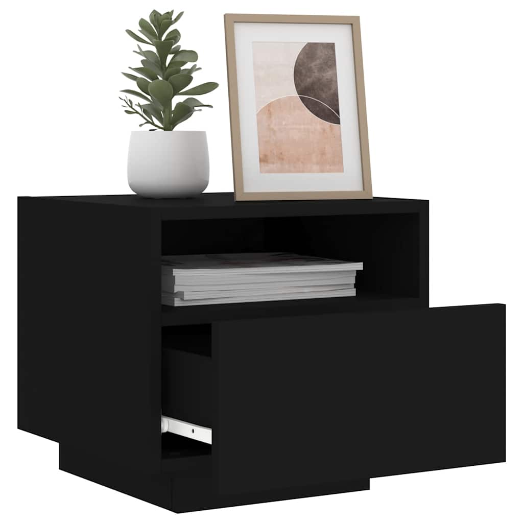 Bedside Cabinet | Set of 2 | Black | Engineered wood | Bedside Cabinet