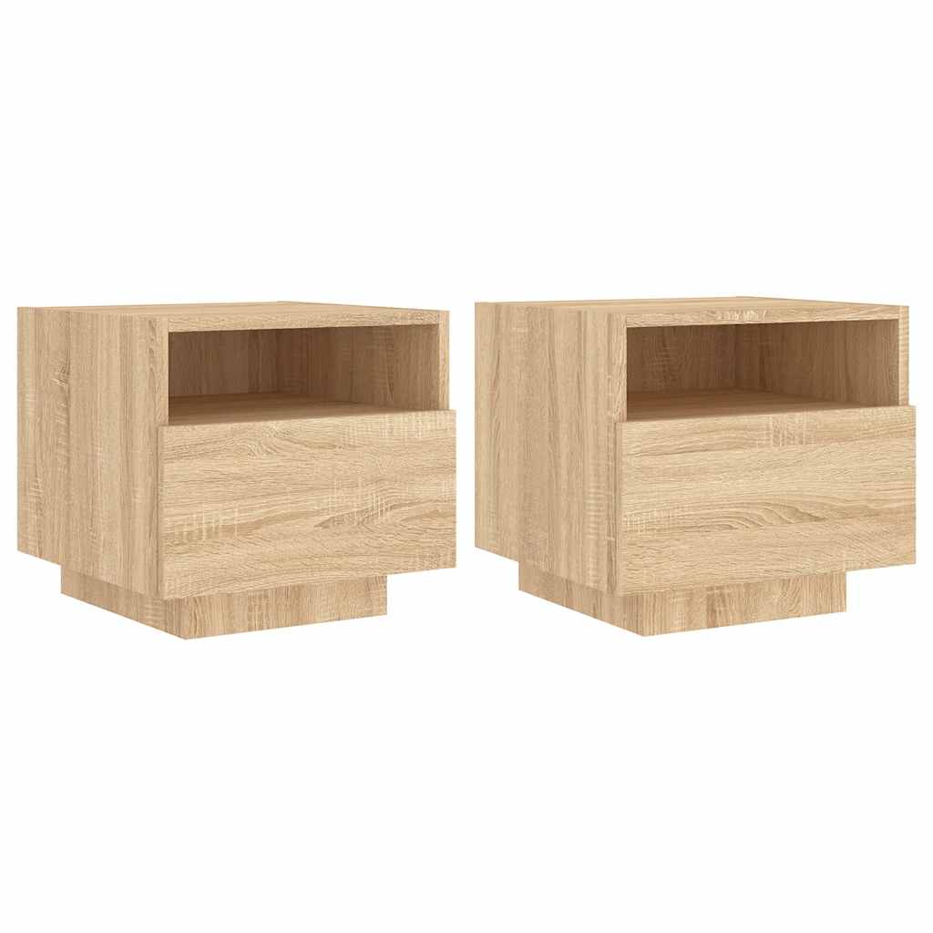Bedside Cabinets with LED Lights 2 pcs Sonoma Oak 40x39x37 cm