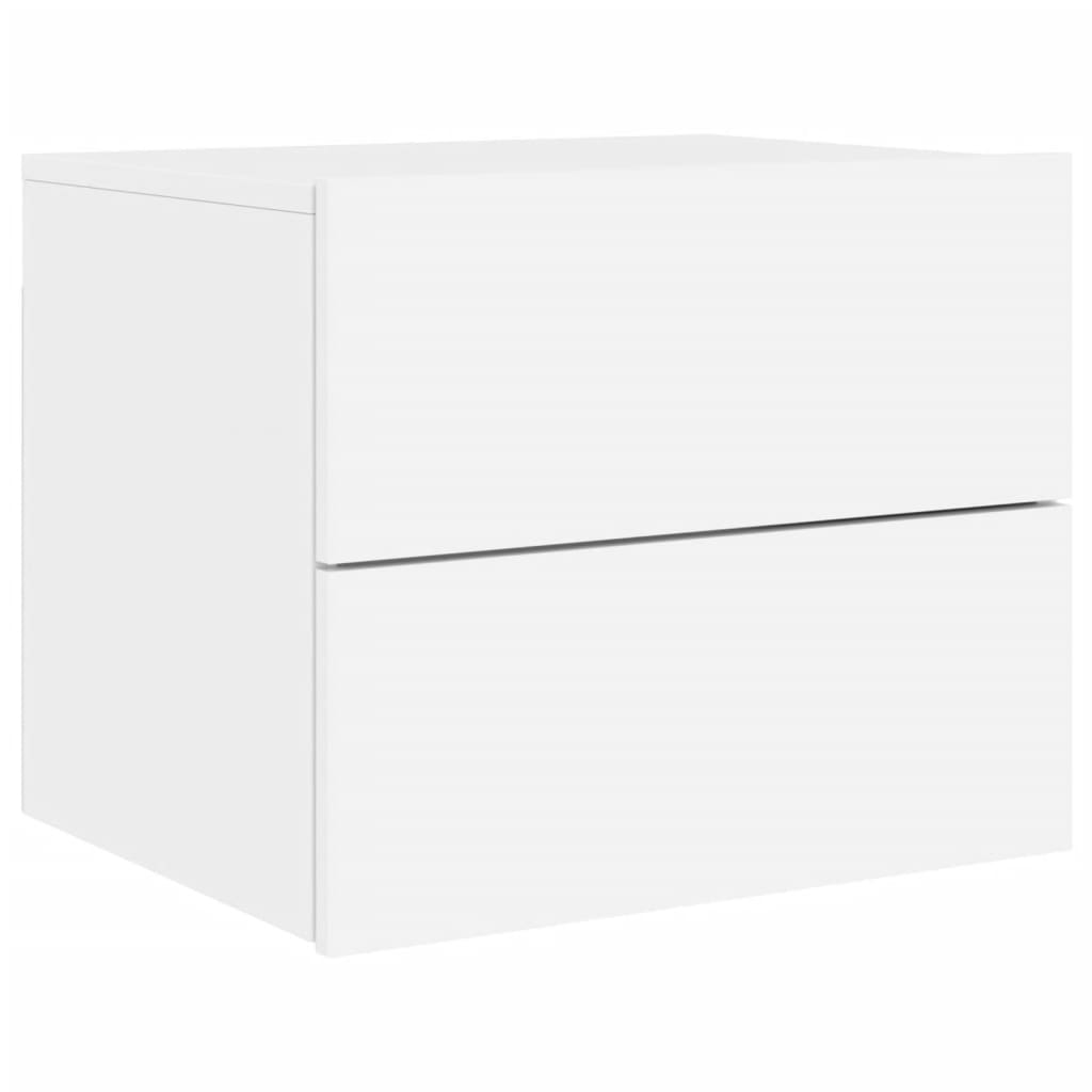 vidaXL Wall-mounted Bedside Cabinet with LED Lights White