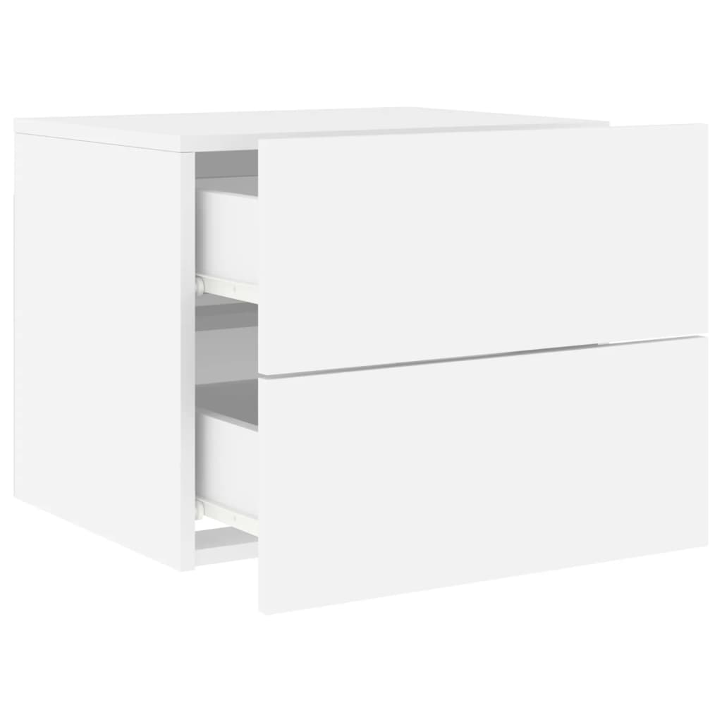 vidaXL Wall-mounted Bedside Cabinet with LED Lights White