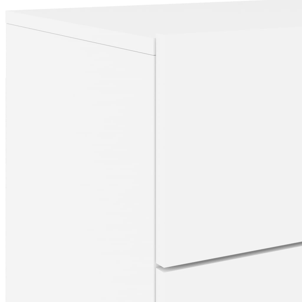 vidaXL Wall-mounted Bedside Cabinet with LED Lights White