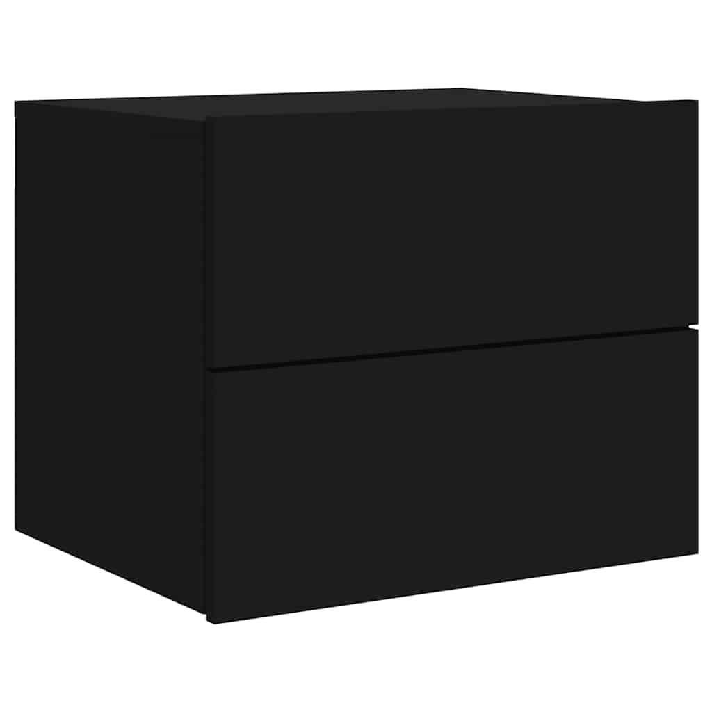 Wall-mounted Bedside Cabinet | Set of 2 | Black | Engineered wood