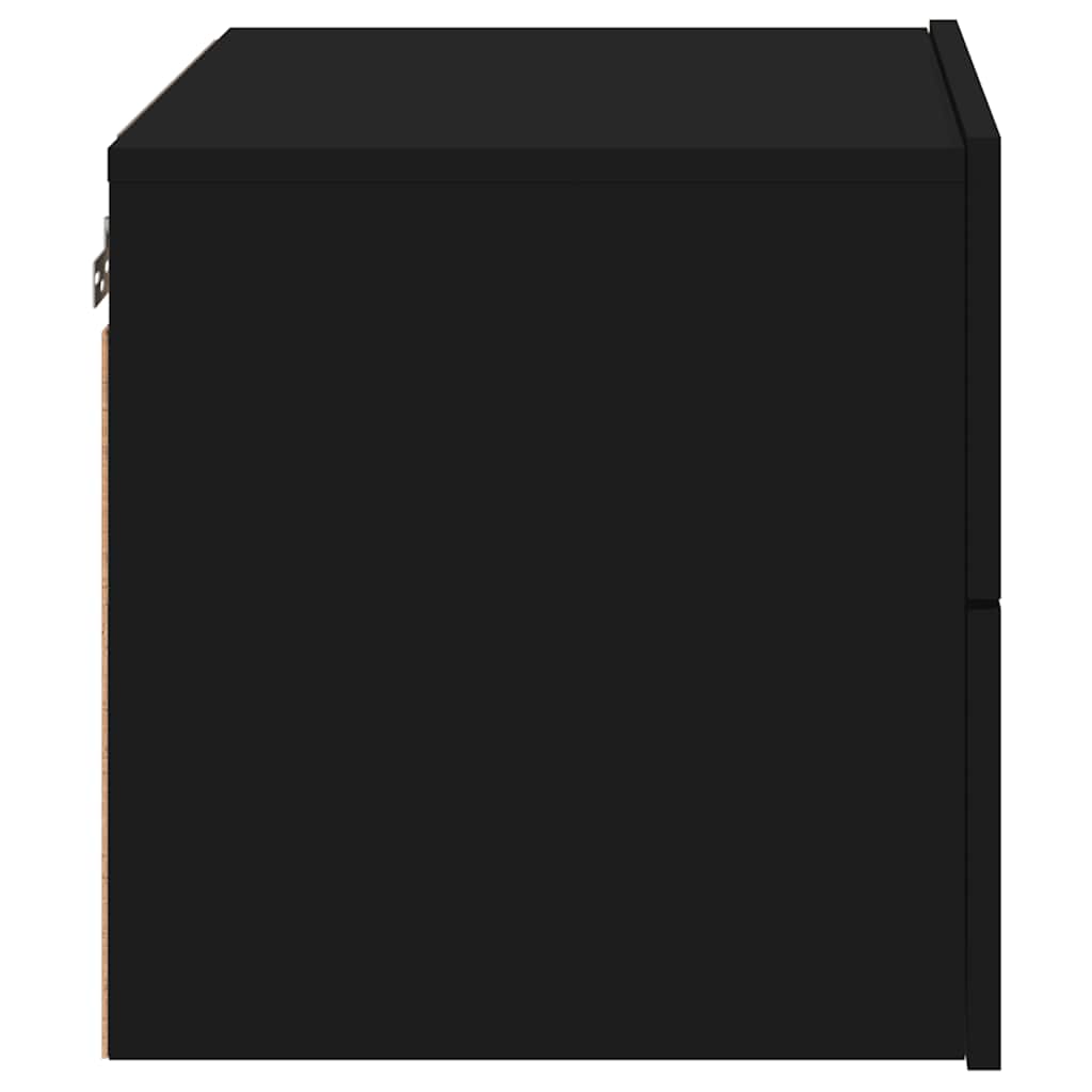 Wall-mounted Bedside Cabinet | Set of 2 | Black | Engineered wood