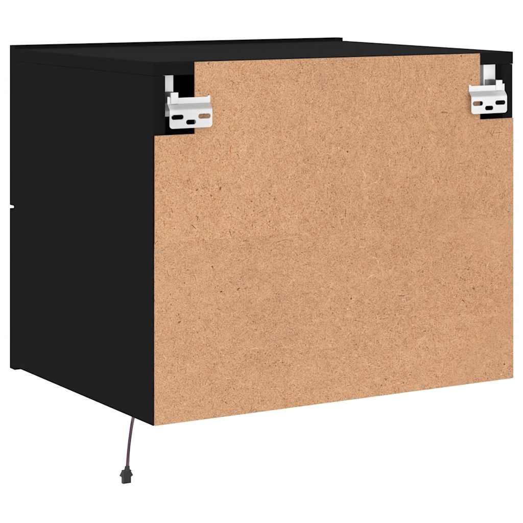 Wall-mounted Bedside Cabinet | Set of 2 | Black | Engineered wood
