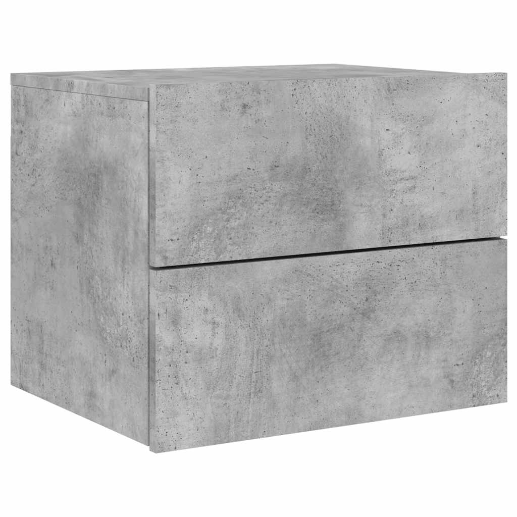 Wall-mounted Bedside Cabinet with LED Lights Concrete Grey