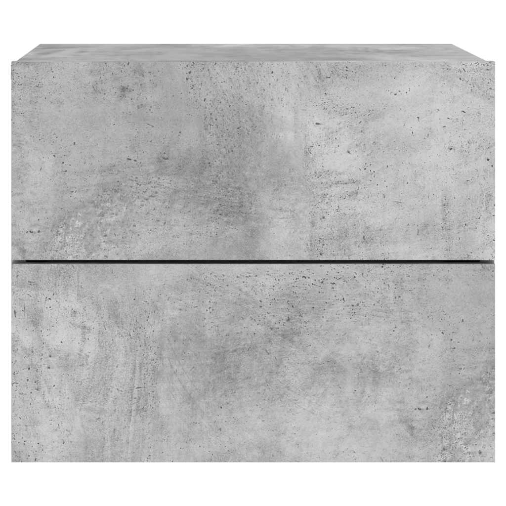Wall-mounted Bedside Cabinet with LED Lights Concrete Grey