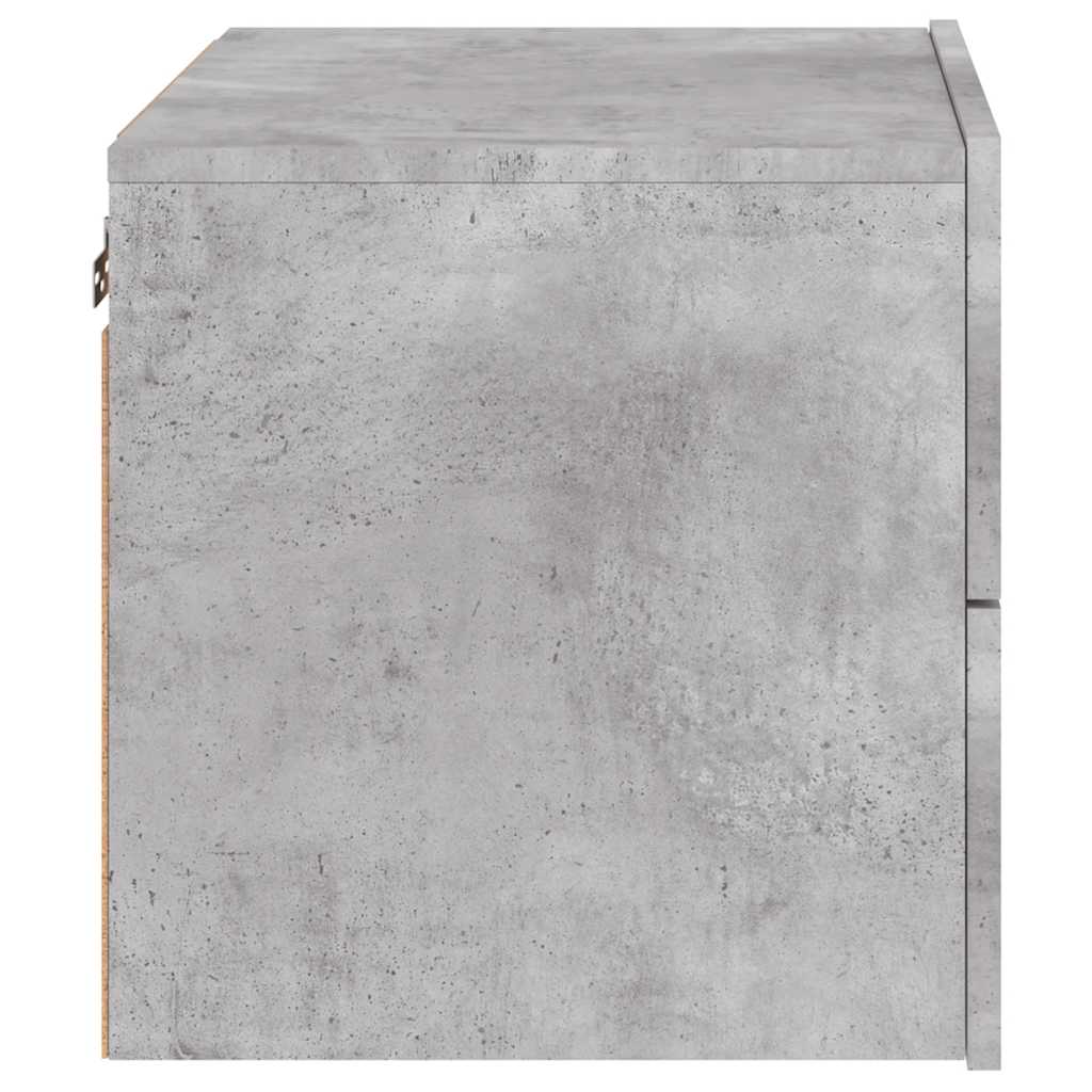 Wall-mounted Bedside Cabinet with LED Lights Concrete Grey