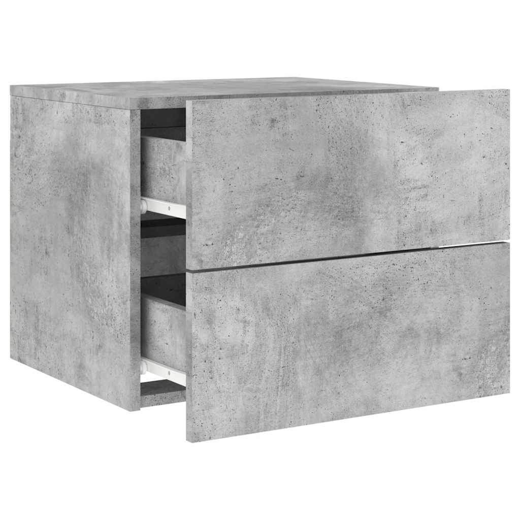 Wall-mounted Bedside Cabinets with LED 2 pcs Concrete Grey