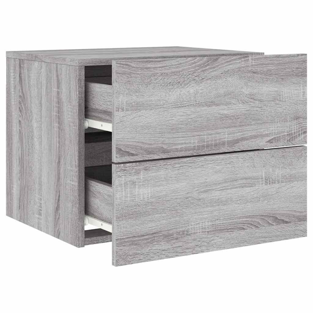 Wall-mounted Bedside Cabinet with LED Lights Grey Sonoma