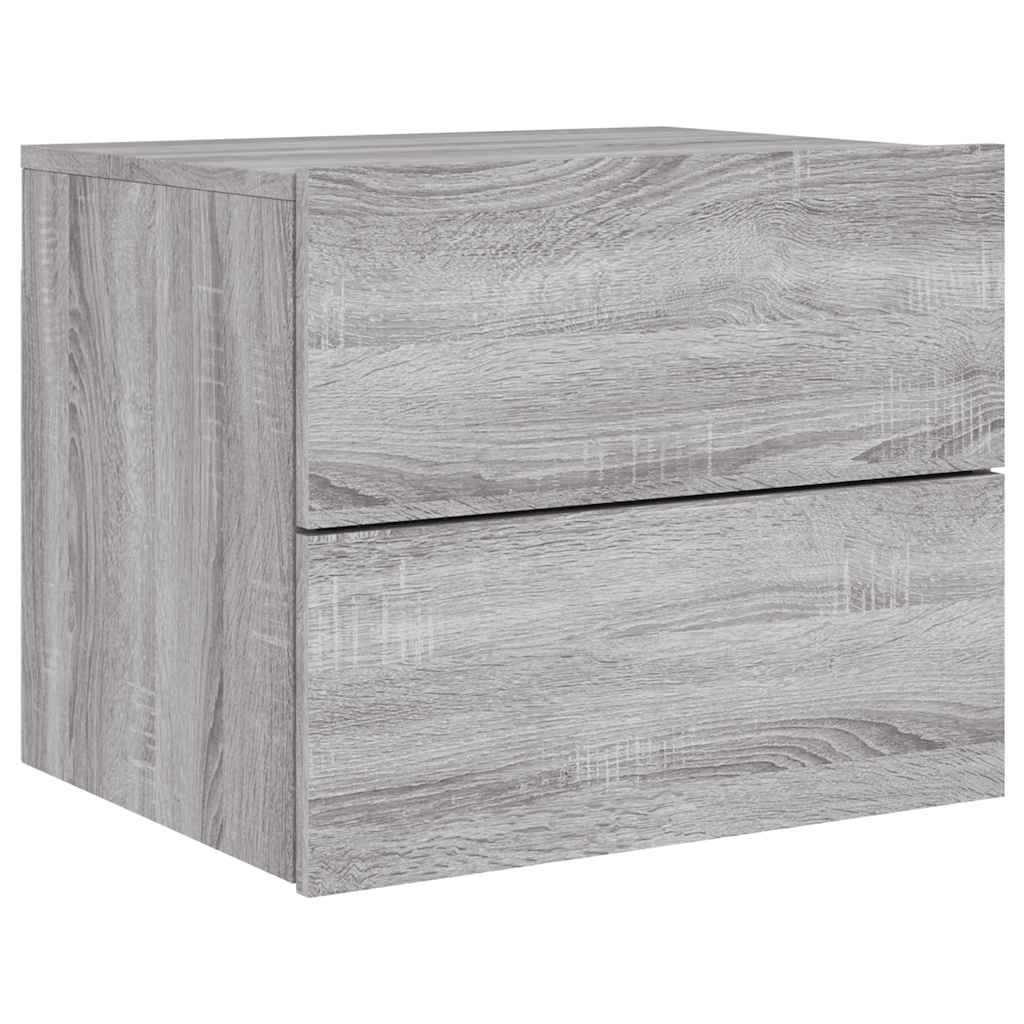 Wall-mounted Bedside Cabinets with LED Lights 2 pcs Grey Sonoma