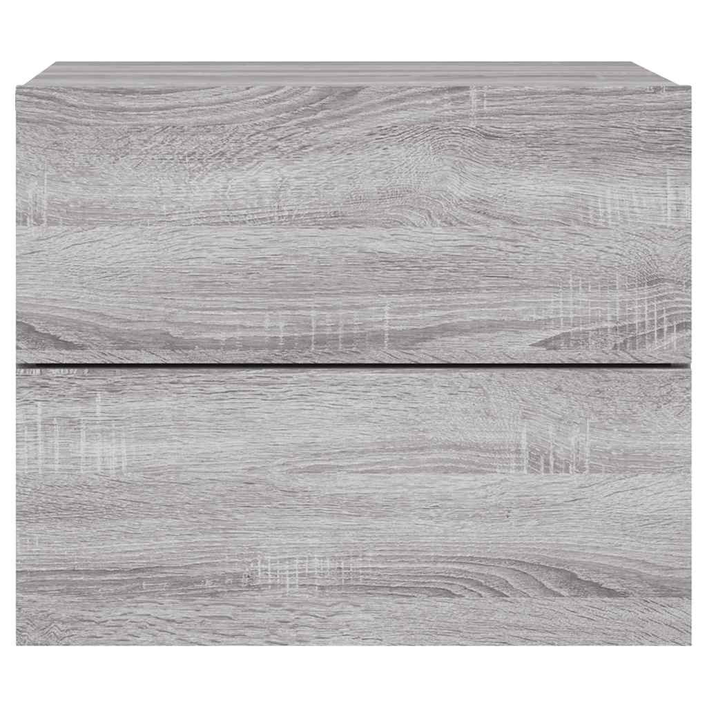Wall-mounted Bedside Cabinets with LED Lights 2 pcs Grey Sonoma