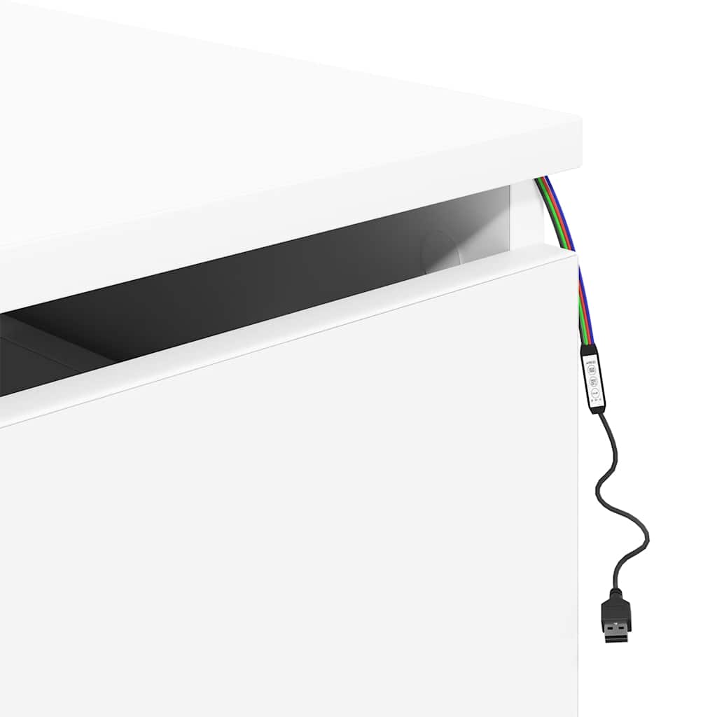 Wall-mounted Bedside Cabinets with LED Lights 2 pcs White