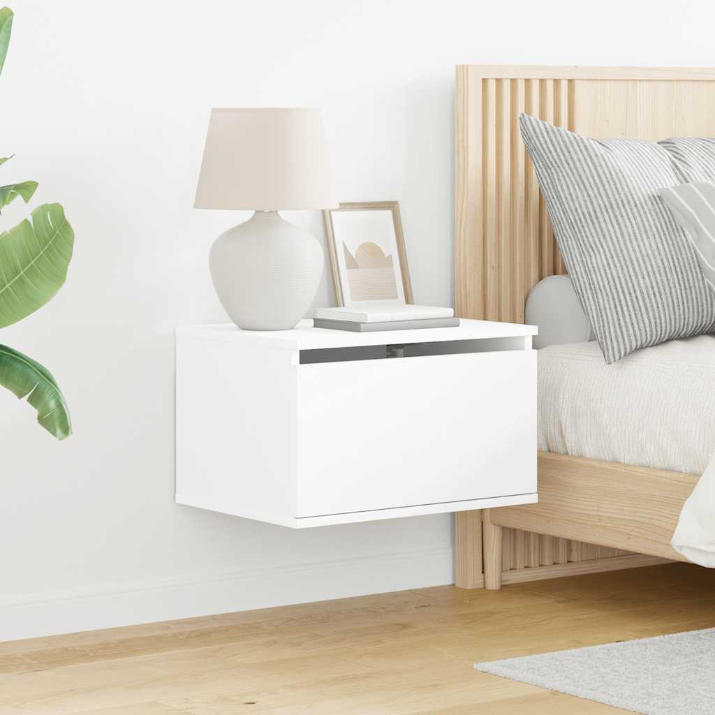 Wall-mounted Bedside Cabinets with LED Lights 2 pcs White