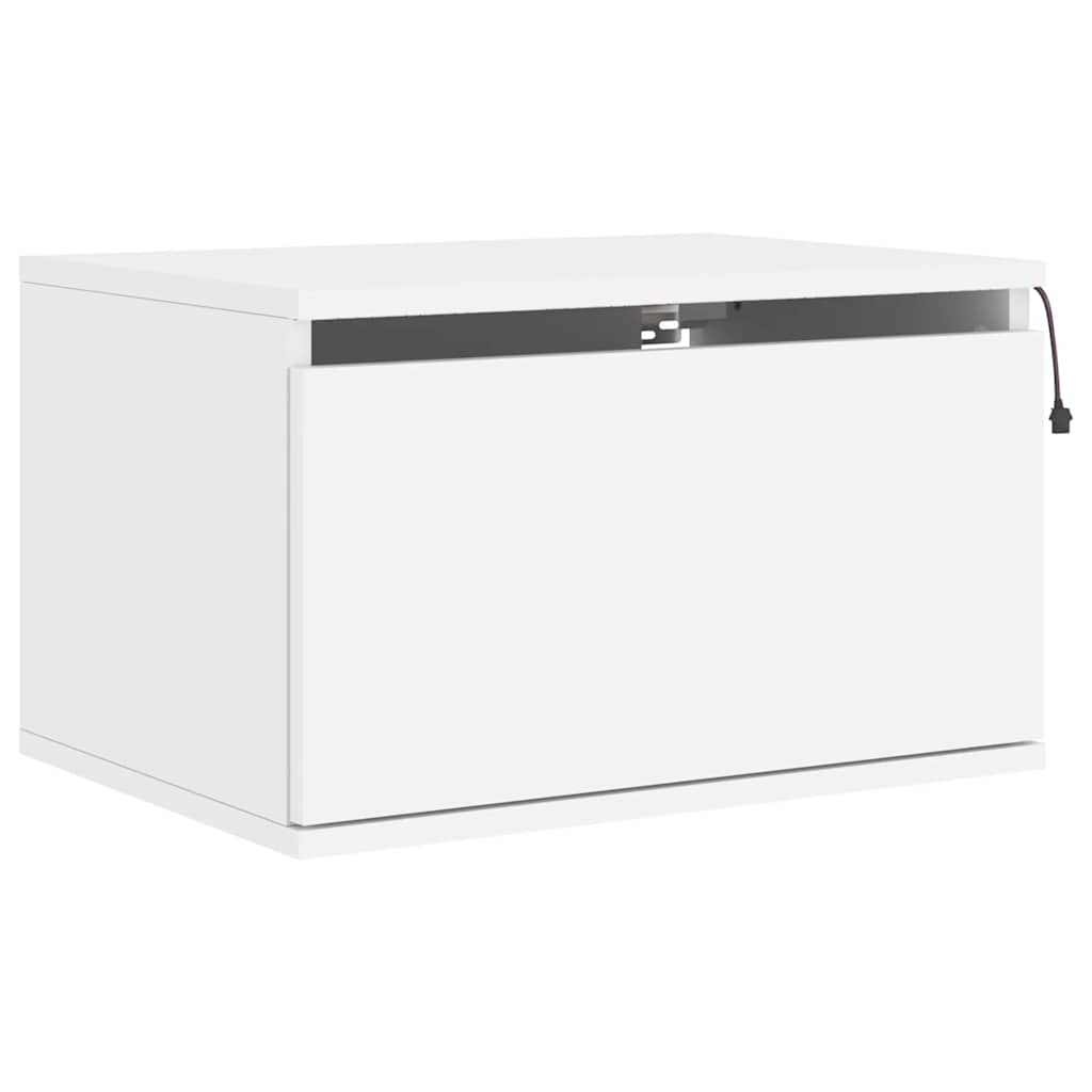 Wall-mounted Bedside Cabinets with LED Lights 2 pcs White
