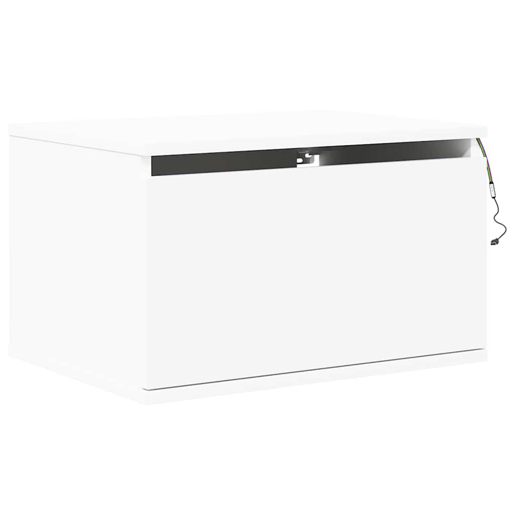 Wall-mounted Bedside Cabinets with LED Lights 2 pcs White