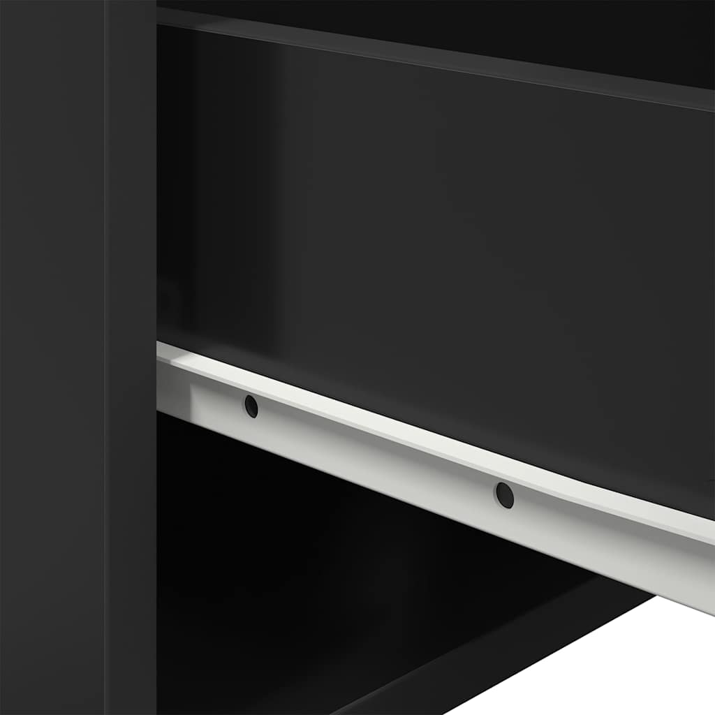Wall-mounted Bedside Cabinet with LED Lights Black