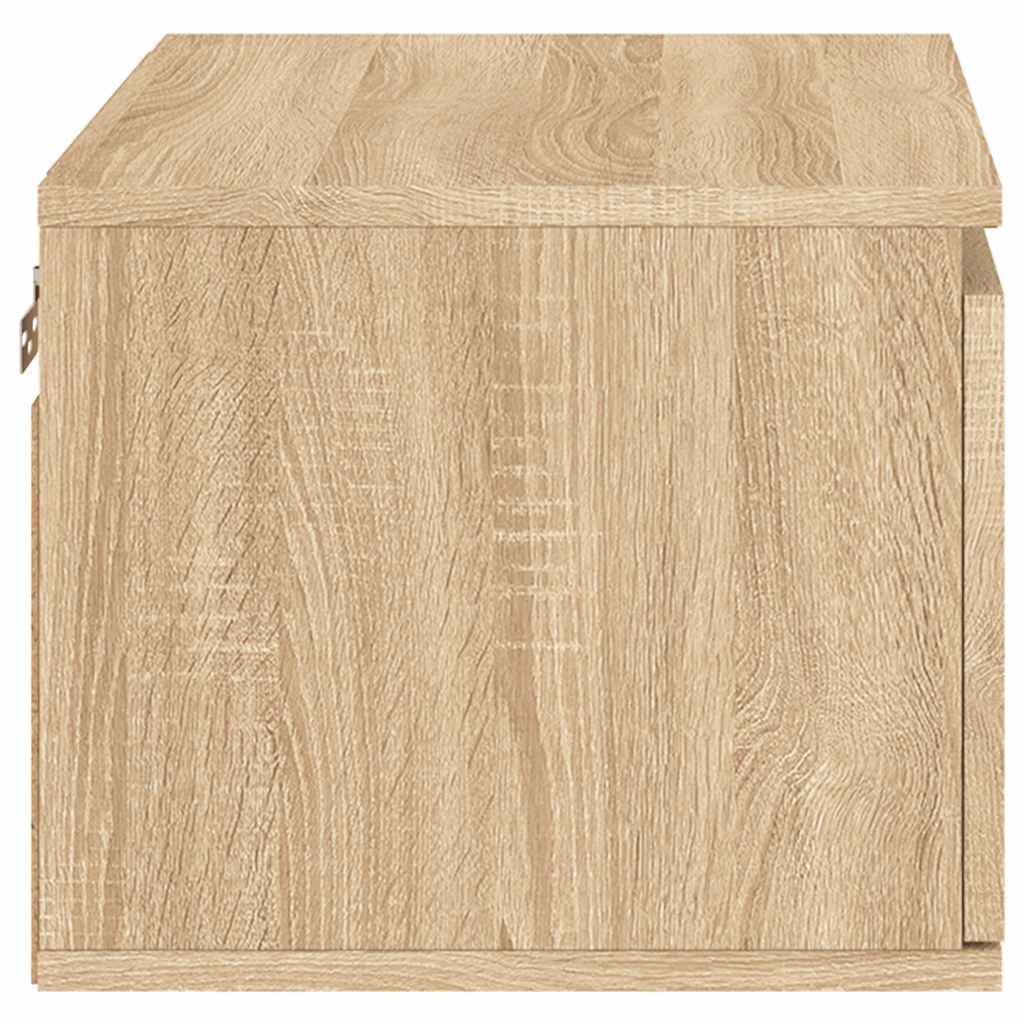 Wall-mounted Bedside Cabinet with LED Lights Sonoma Oak