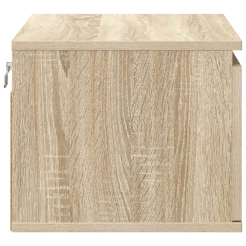 Wall-mounted Bedside Cabinets with LED Lights 2 pcs Sonoma Oak