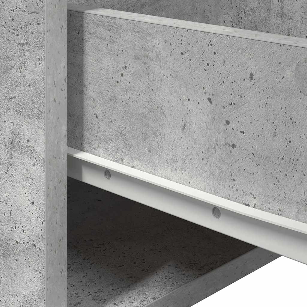 Wall-mounted Bedside Cabinet with LED Lights Concrete Grey