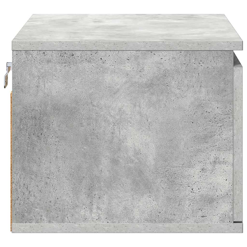 Wall-mounted Bedside Cabinet with LED Lights Concrete Grey