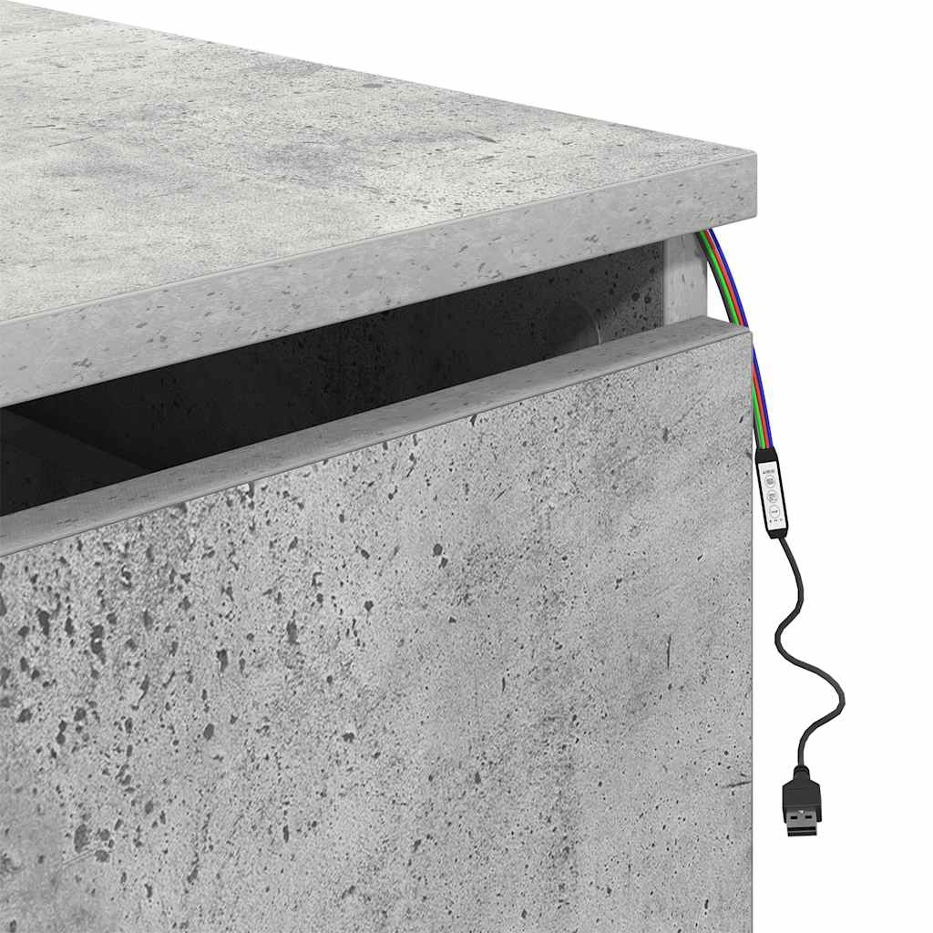 Wall-mounted Bedside Cabinets with LED 2 pcs Concrete Grey