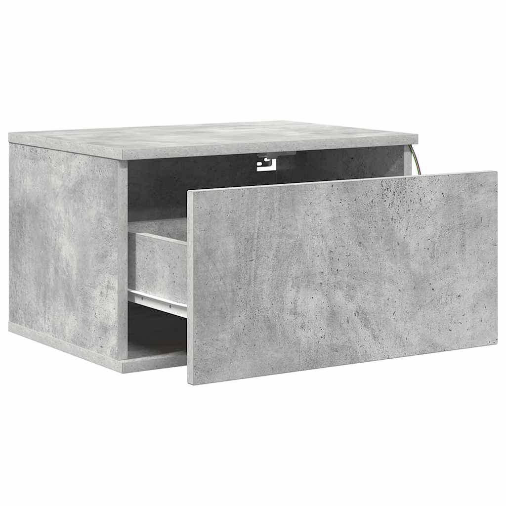 Wall-mounted Bedside Cabinets with LED 2 pcs Concrete Grey