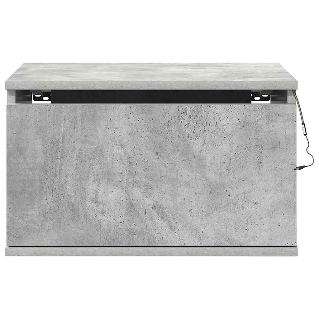 Wall-mounted Bedside Cabinets with LED 2 pcs Concrete Grey