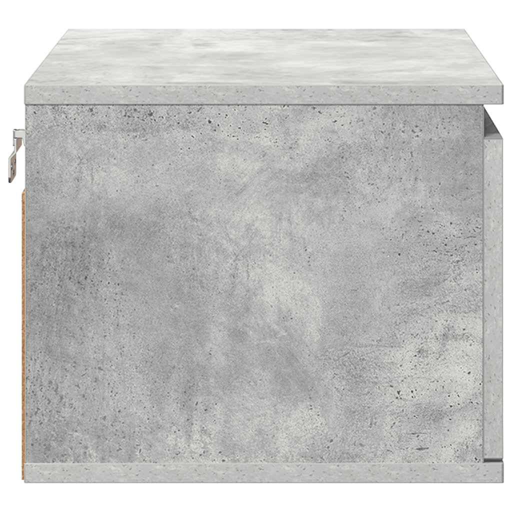 Wall-mounted Bedside Cabinets with LED 2 pcs Concrete Grey
