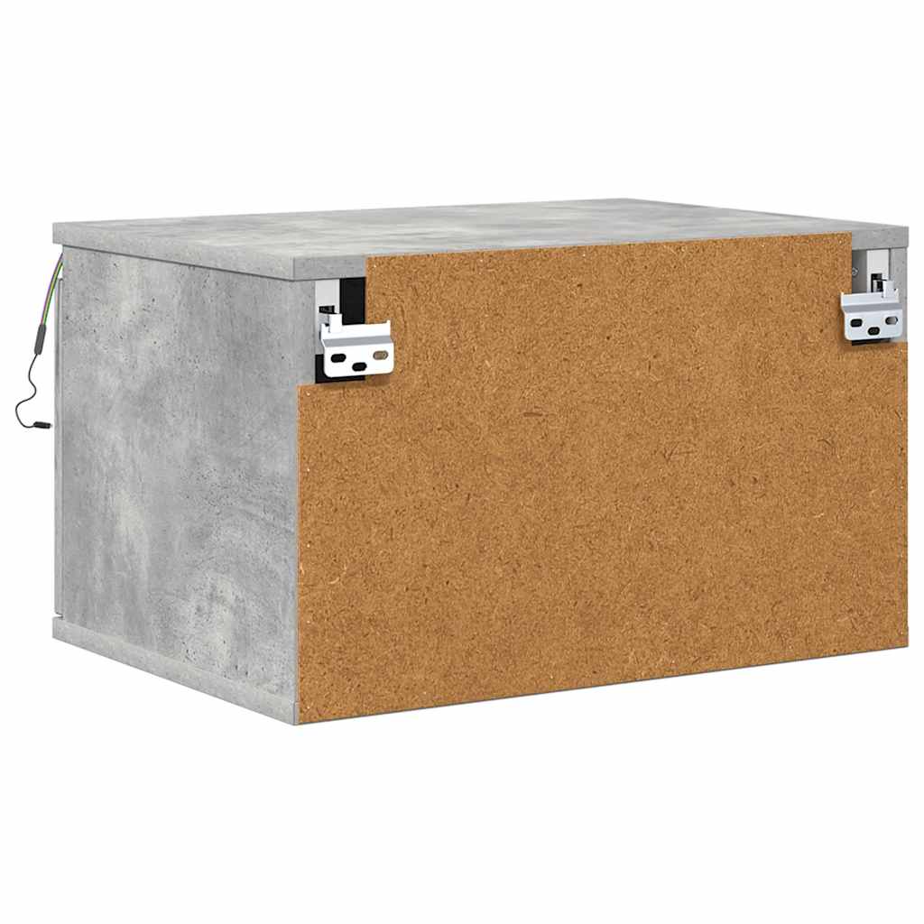 Wall-mounted Bedside Cabinets with LED 2 pcs Concrete Grey