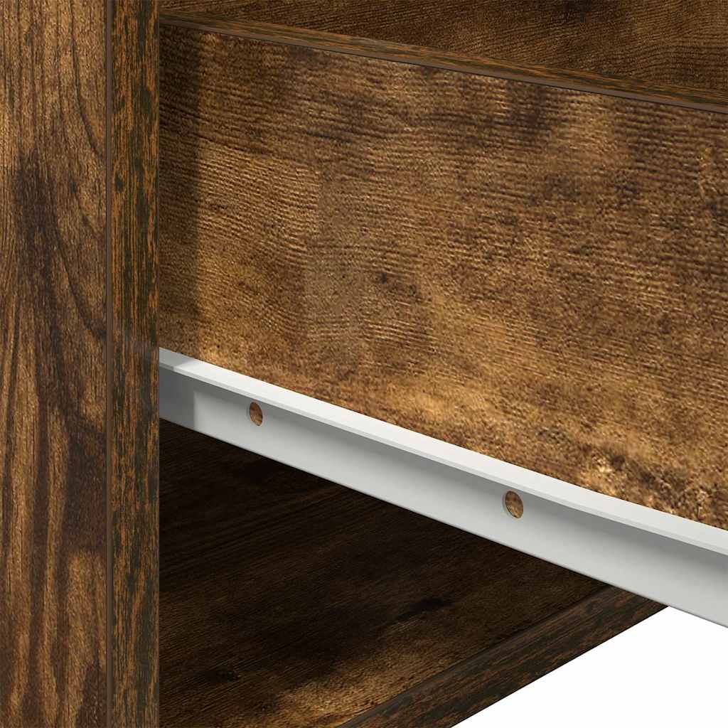 Wall-mounted Bedside Cabinet with LED Lights Smoked Oak