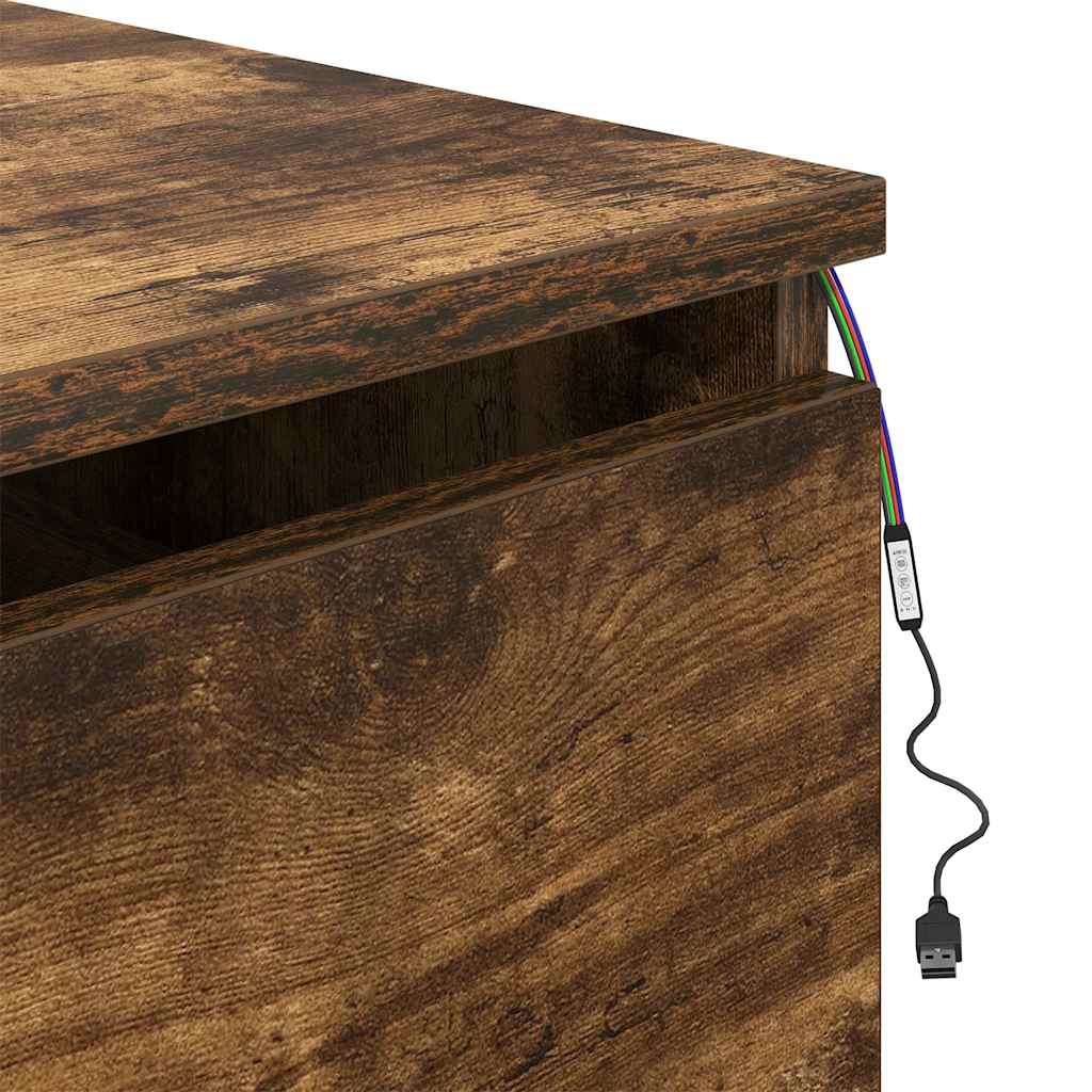 Wall-mounted Bedside Cabinets with LED Lights 2 pcs Smoked Oak