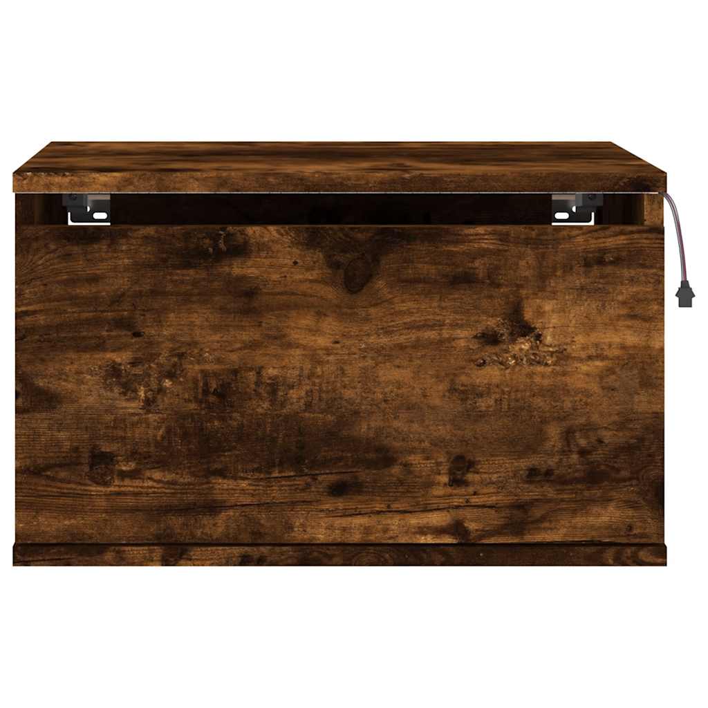 Wall-mounted Bedside Cabinets with LED Lights 2 pcs Smoked Oak