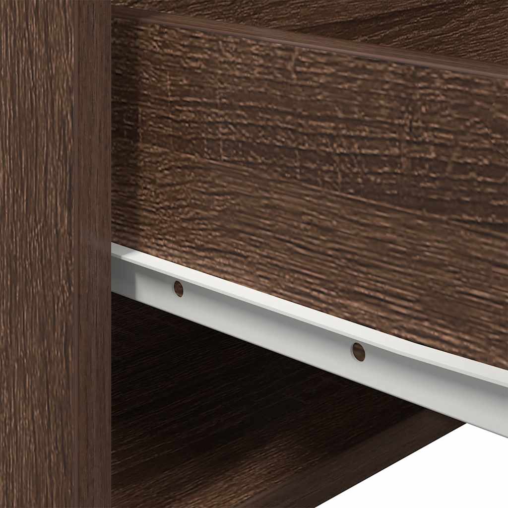 Wall-mounted Bedside Cabinet with LED Lights Brown Oak