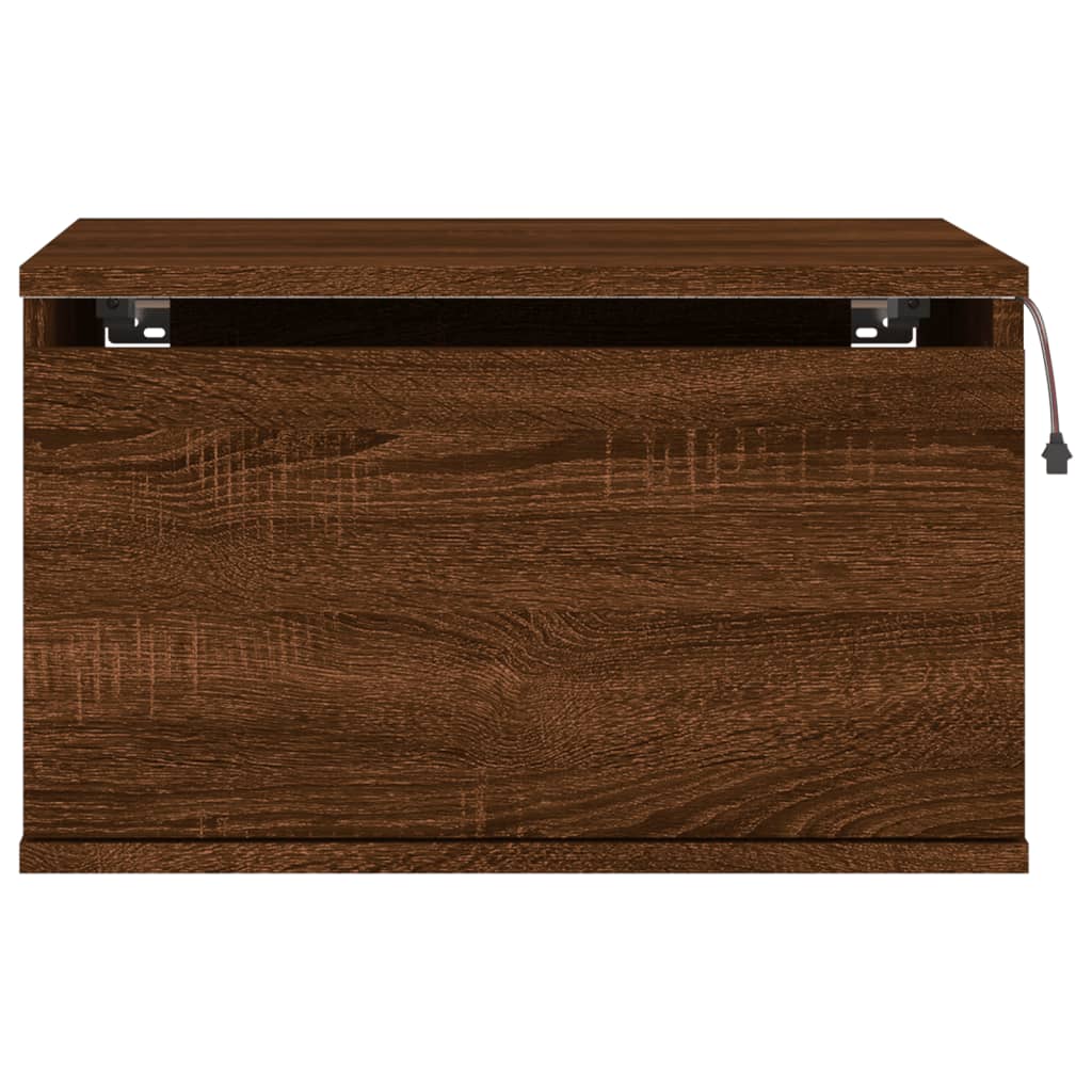 vidaXL Wall-mounted Bedside Cabinets with LED Lights 2 pcs Brown Oak