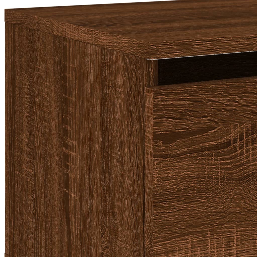 vidaXL Wall-mounted Bedside Cabinets with LED Lights 2 pcs Brown Oak