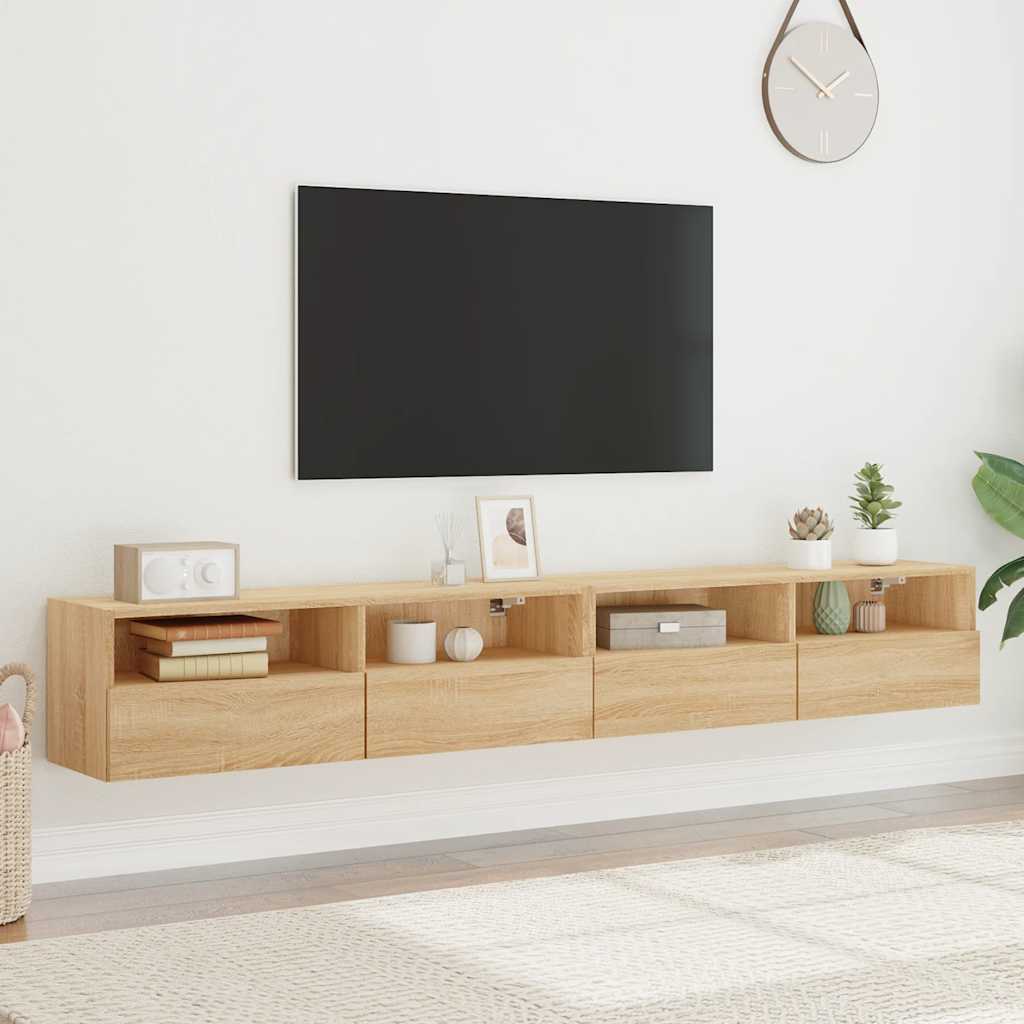 TV Wall Cabinet | Set of 2 | Sonoma oak | Engineered wood | Medium