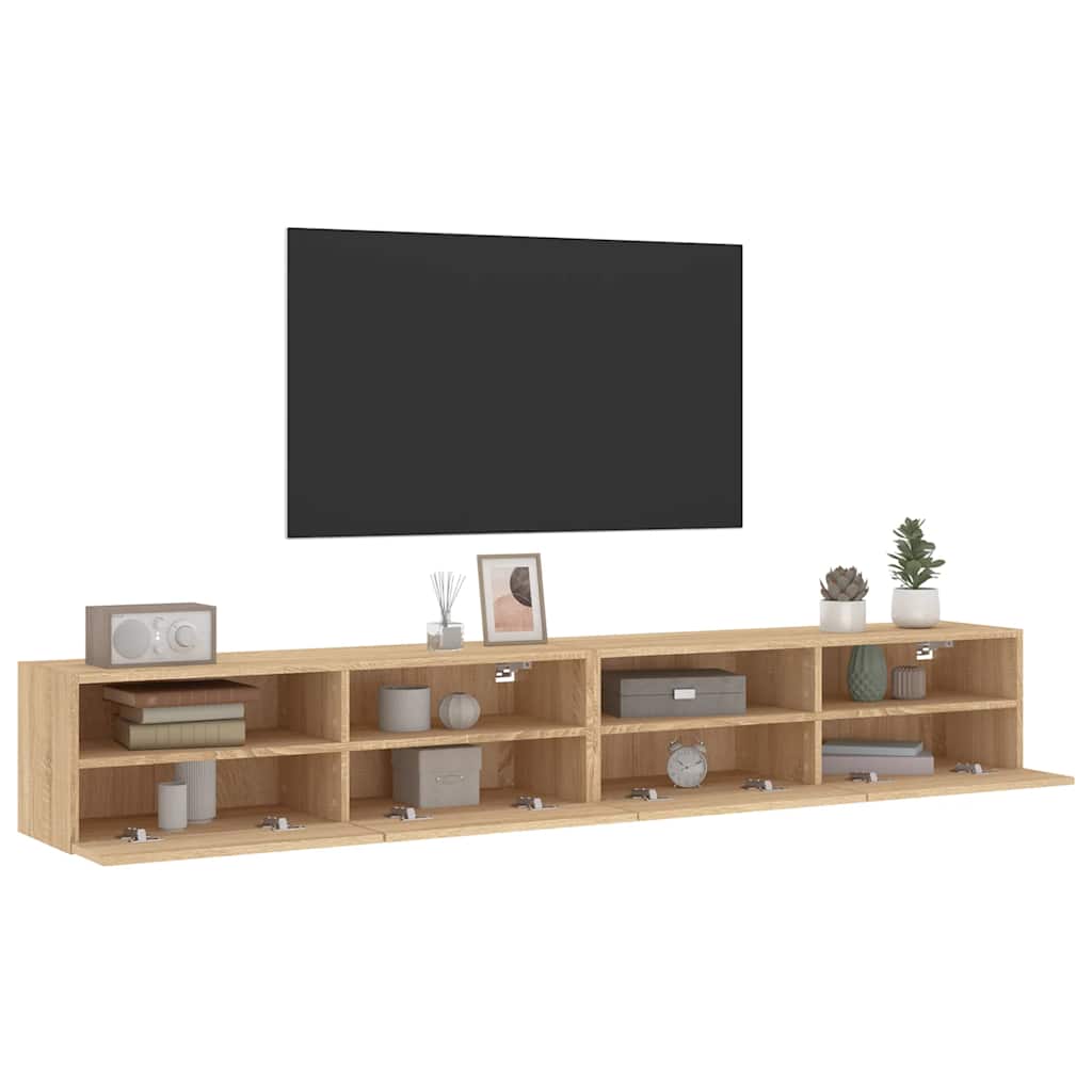 TV Wall Cabinet | Set of 2 | Sonoma oak | Engineered wood | Medium