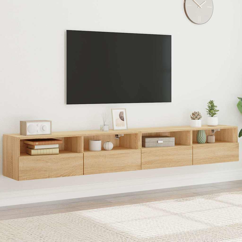 TV Wall Cabinet | Set of 2 | Sonoma oak | Engineered wood | Medium