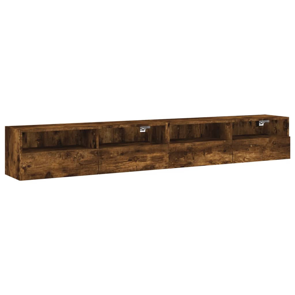 TV Wall Cabinet | Set of 2 | Smoked Oak | Engineered Wood