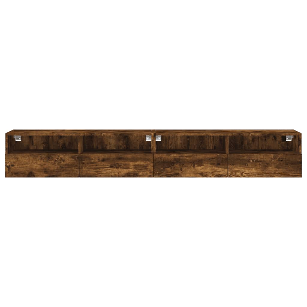 TV Wall Cabinet | Set of 2 | Smoked Oak | Engineered Wood